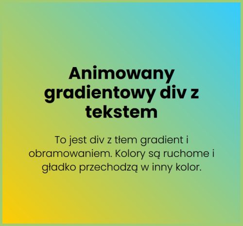 Read more about the article Animowany gradientowy kontener z tekstem
